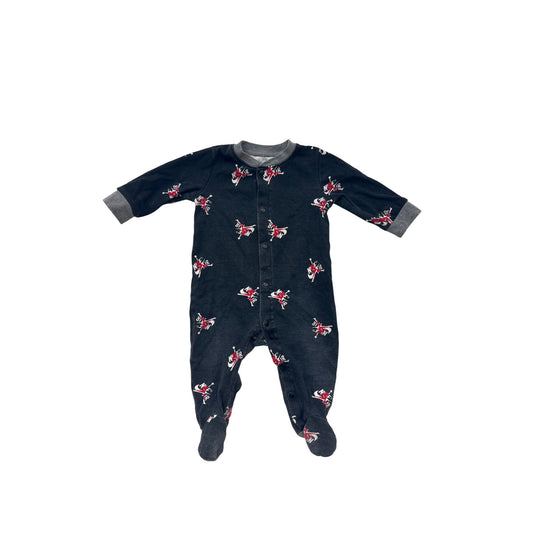 Nike Jordan Baby Footed Bodysuit 3/6M Black With Red/White Graphic Design #6563