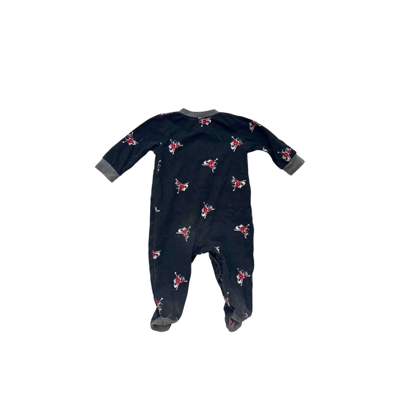 Nike Jordan Baby Footed Bodysuit 3/6M Black With Red/White Graphic Design #6563