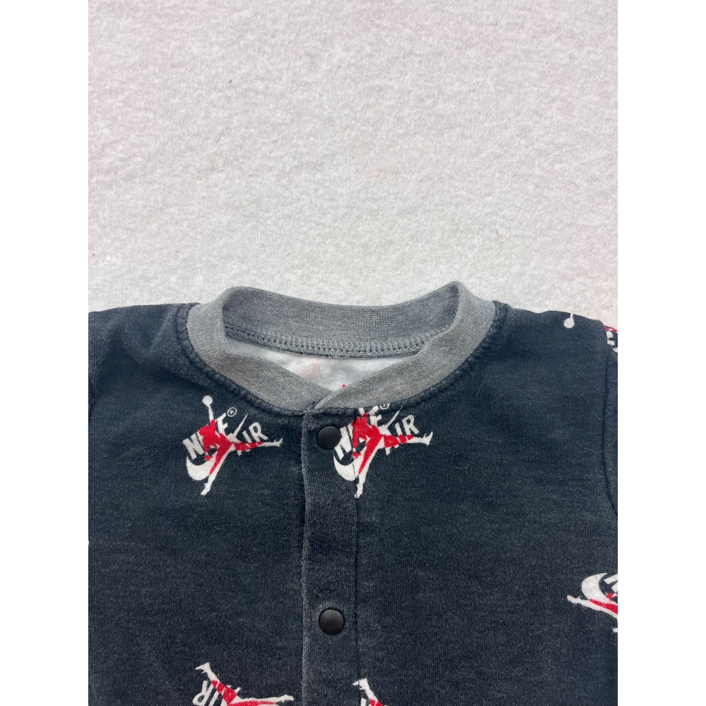 Nike Jordan Baby Footed Bodysuit 3/6M Black With Red/White Graphic Design #6563