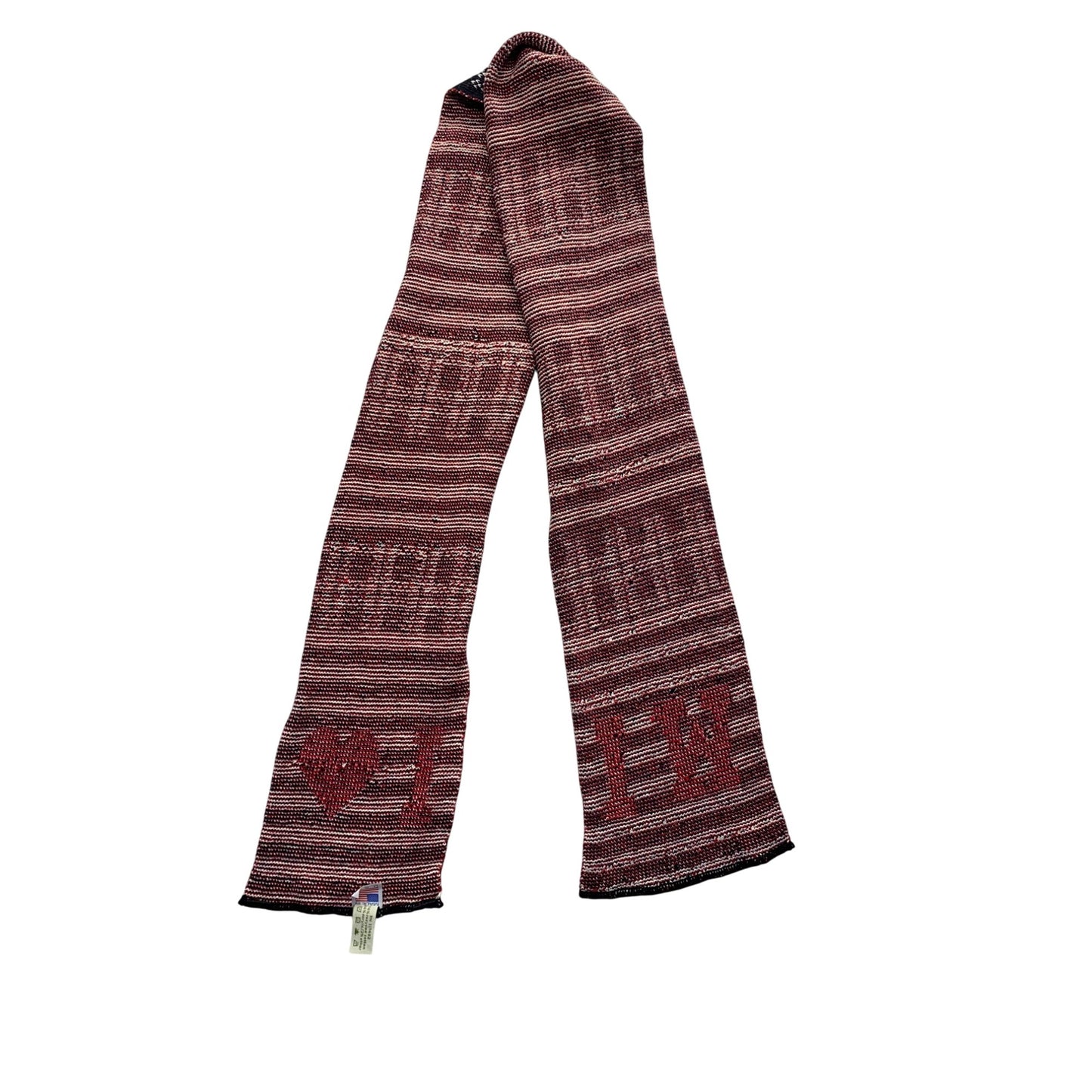 I Love WI Striped Knit Scarf 64" By Green 3 #7057