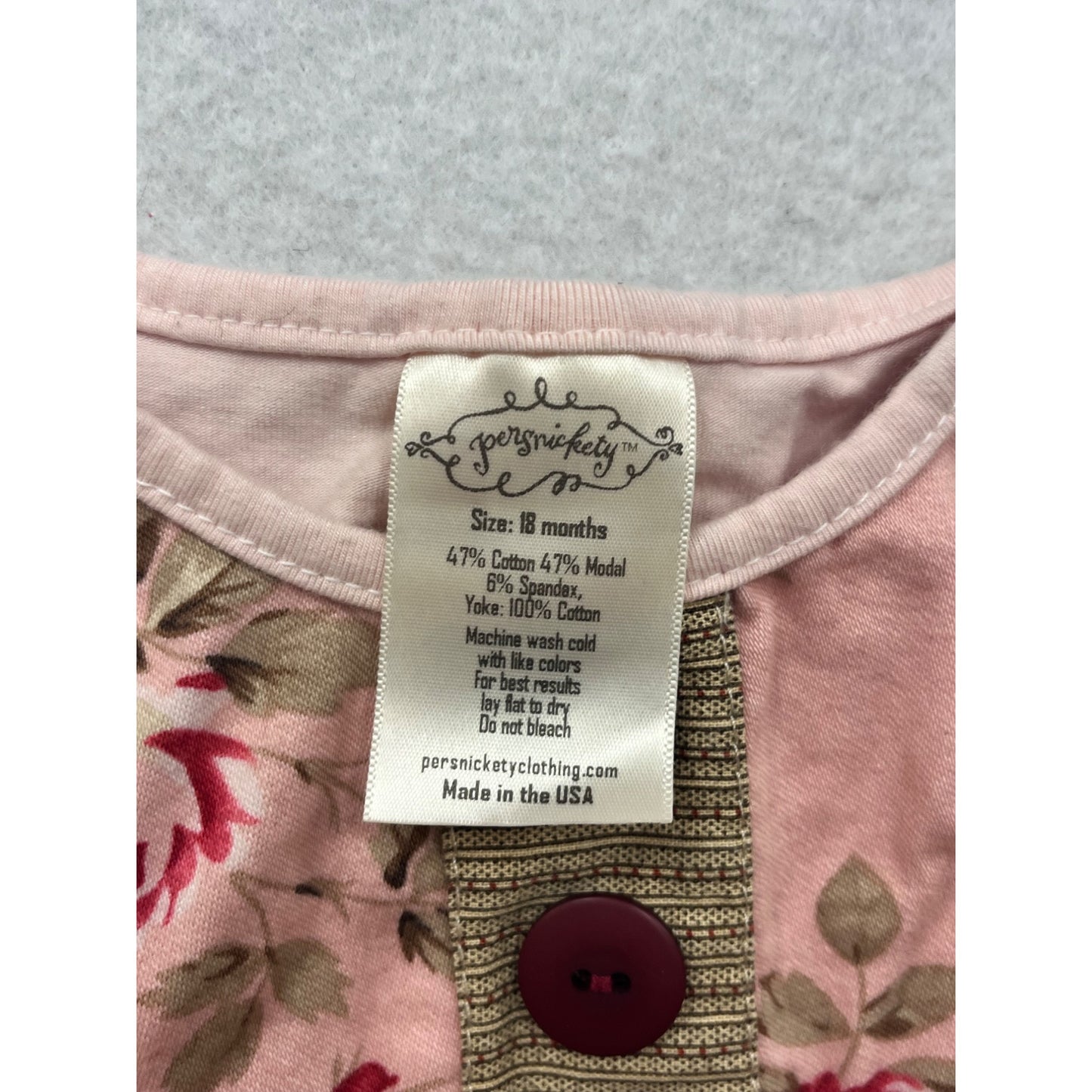 Persnickety Baby Ruffled Peplum Long-Sleeve Top With Floral Detail & Buttons #8601