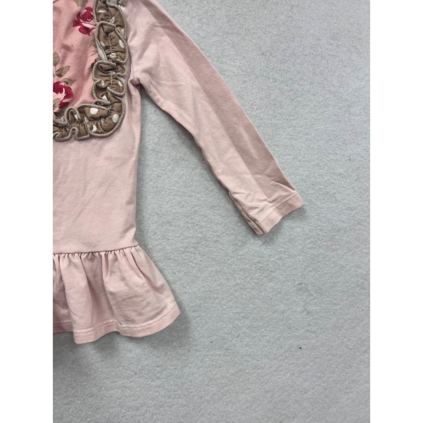 Persnickety Baby Ruffled Peplum Long-Sleeve Top With Floral Detail & Buttons #8601