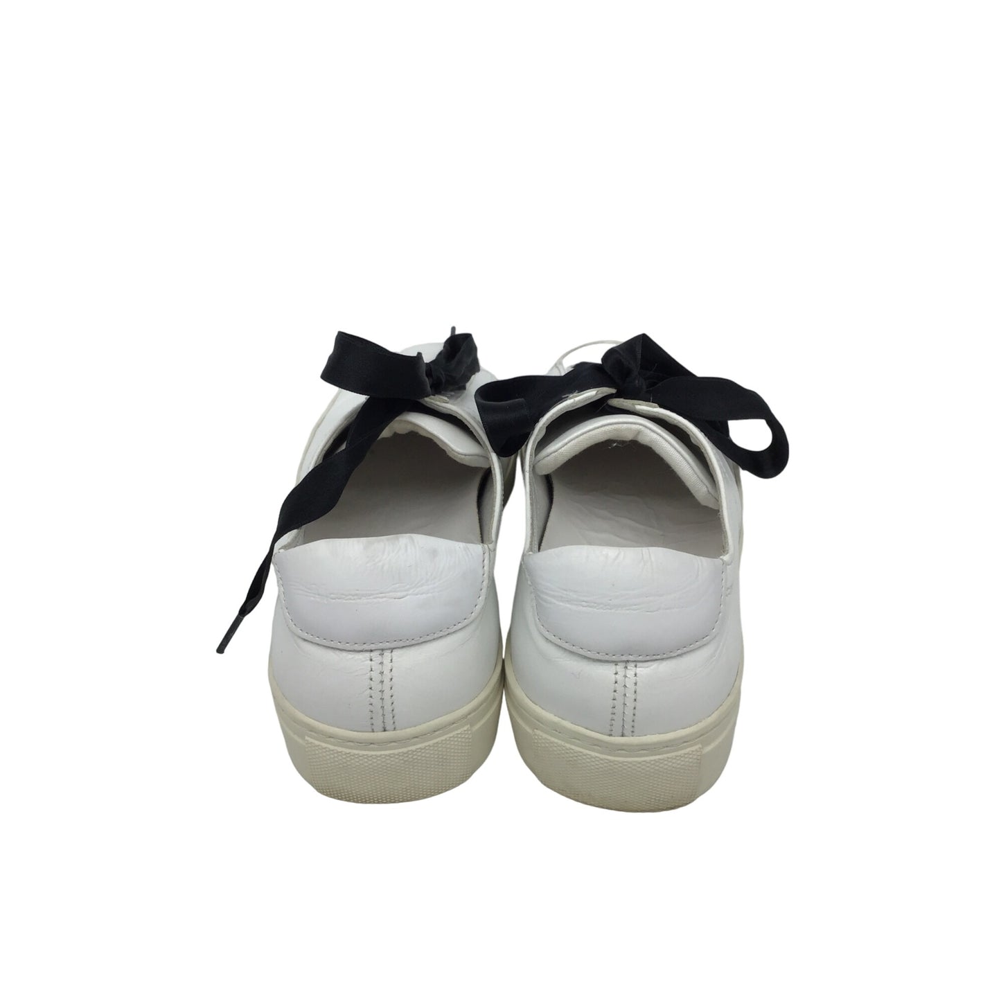 Massimo Dutti White Leather Sneakers With Black Satin Laces Size 40 #202