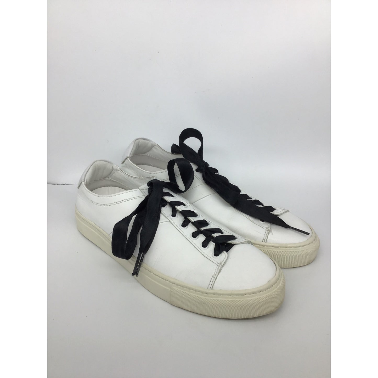 Massimo Dutti White Leather Sneakers With Black Satin Laces Size 40 #202