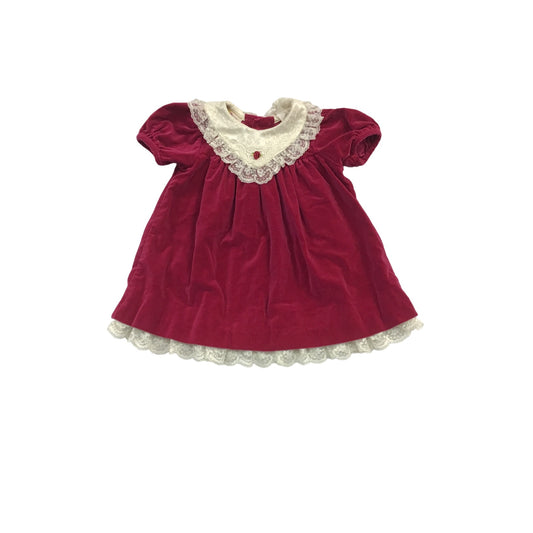 Vintage Baby Girl Velvet & Lace Dress