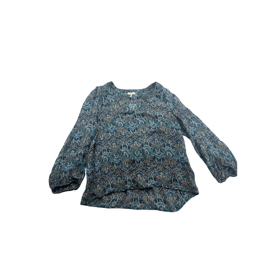 Joie Blue Paisley Print Silk Blouse Size L #6314