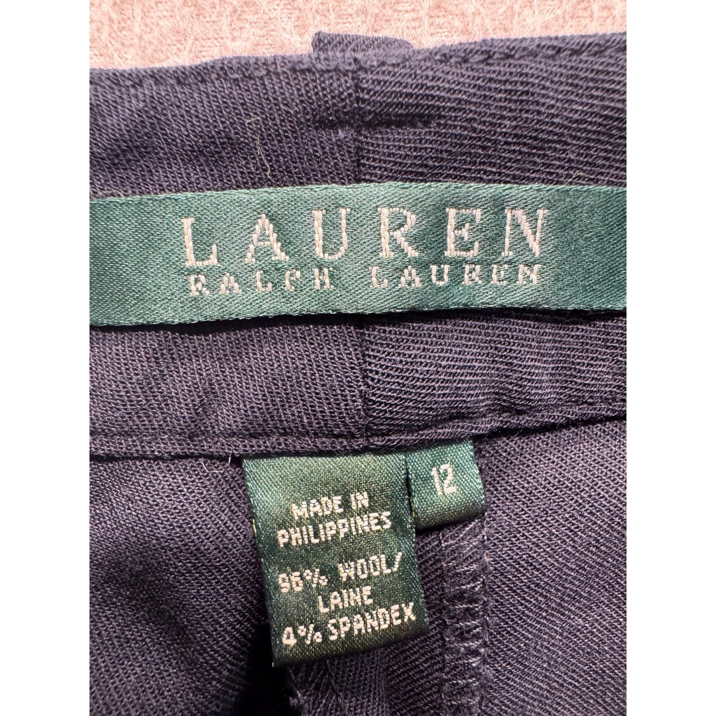 Lauren Ralph Lauren Navy Wool/Spandex Classic Fit Dress Pants Size 12 #178B
