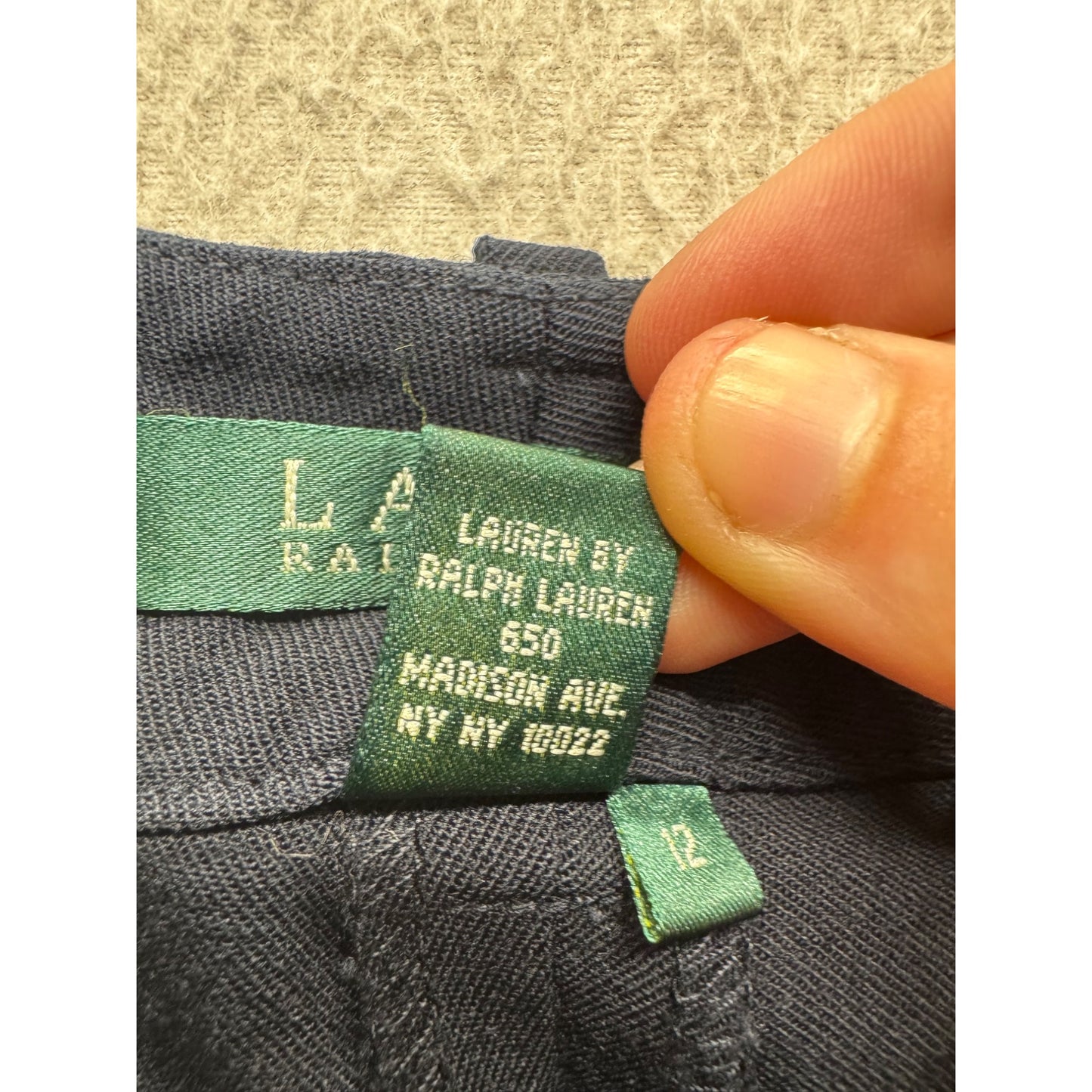 Lauren Ralph Lauren Navy Wool/Spandex Classic Fit Dress Pants Size 12 #178B