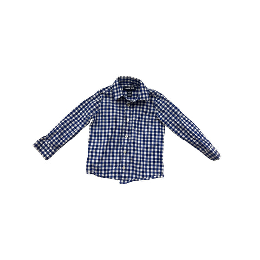 Blue & White Gingham Button-Up Shirt Lands End XXS 2-3T #8687