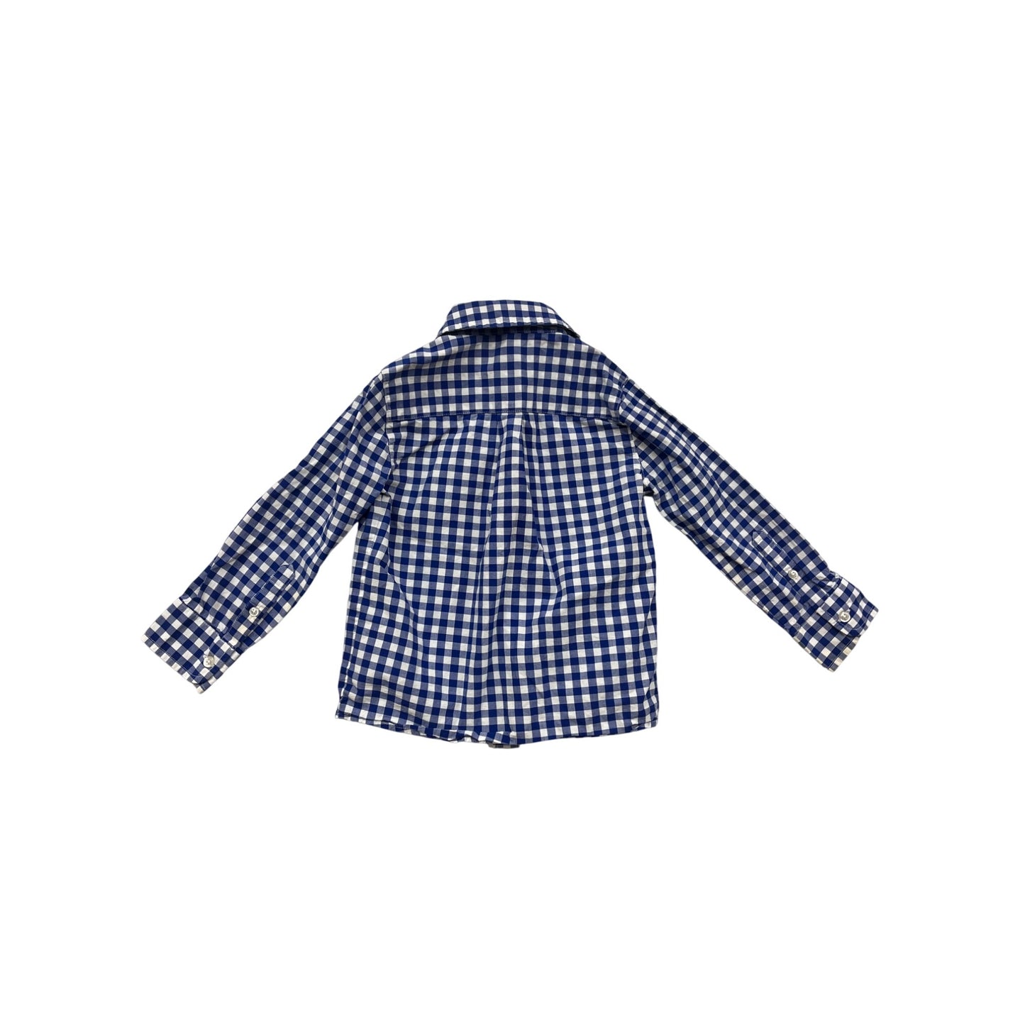 Blue & White Gingham Button-Up Shirt Lands End XXS 2-3T #8687