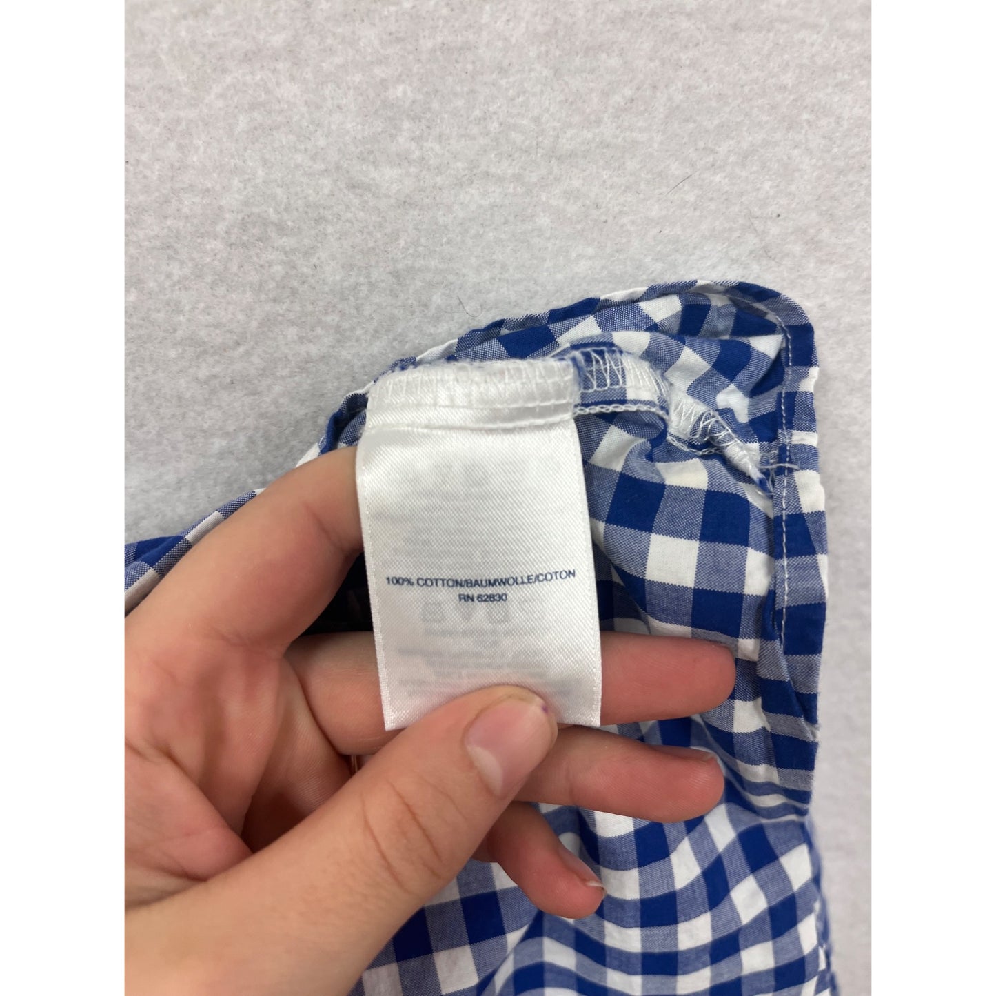 Blue & White Gingham Button-Up Shirt Lands End XXS 2-3T #8687