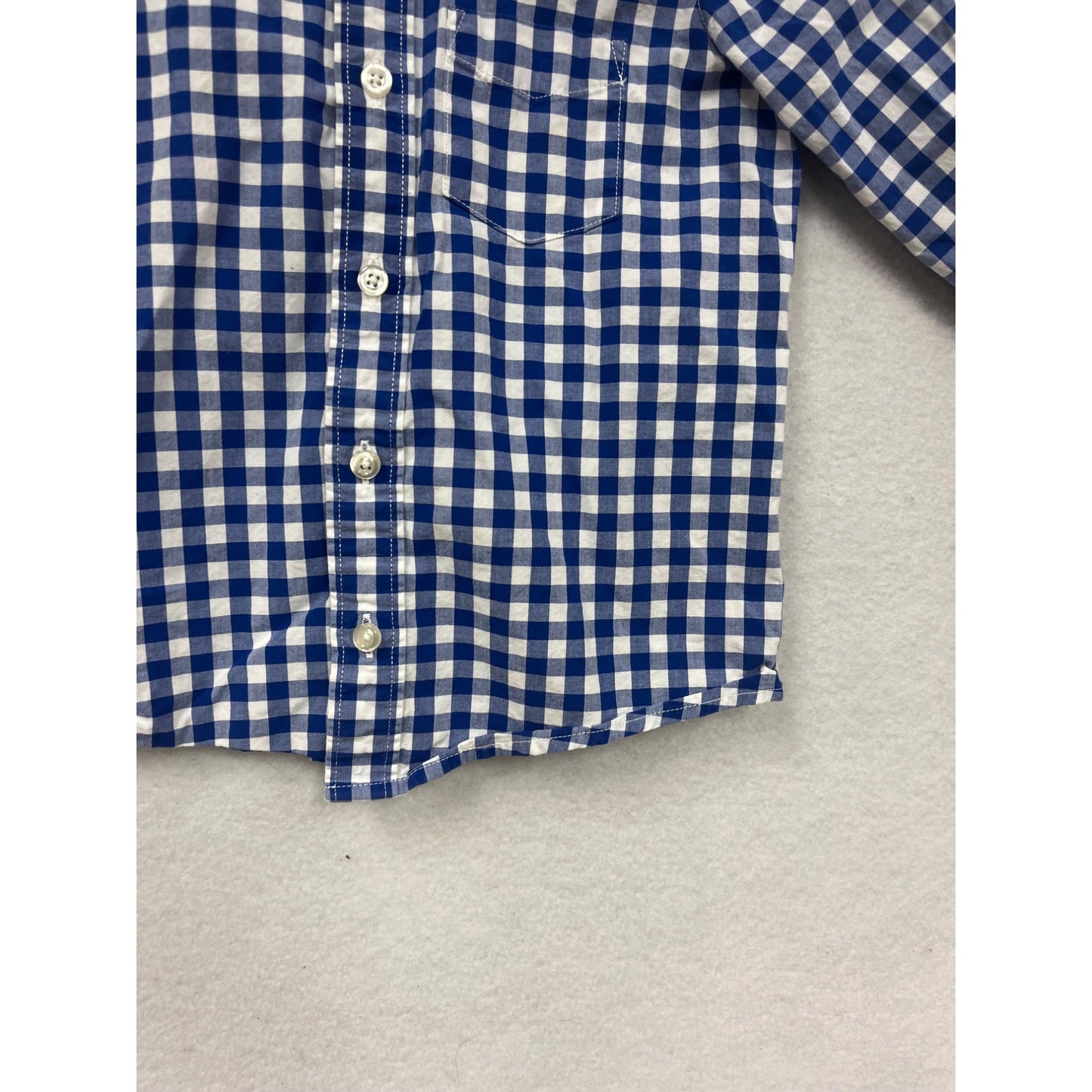 Blue & White Gingham Button-Up Shirt Lands End XXS 2-3T #8687