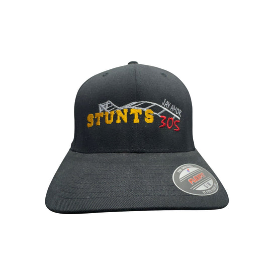 Jay Amor Stunts 305 Black Baseball Cap Embroidered Logo Size S/M #377B