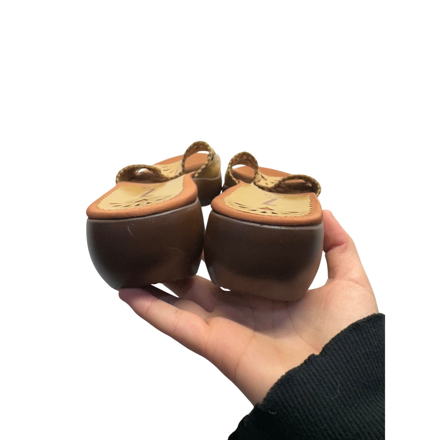 Womens Zeta Tan Cutout Leather Slide Sandals Size 6.5 9439