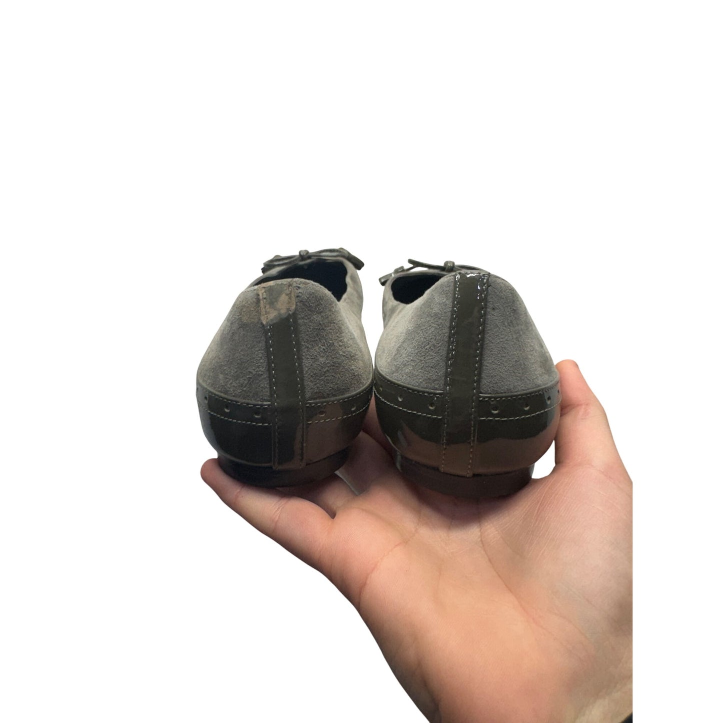 Cole Haan Gray & Olive Suede Patent Leather Ballet Flats Size 7B #9466