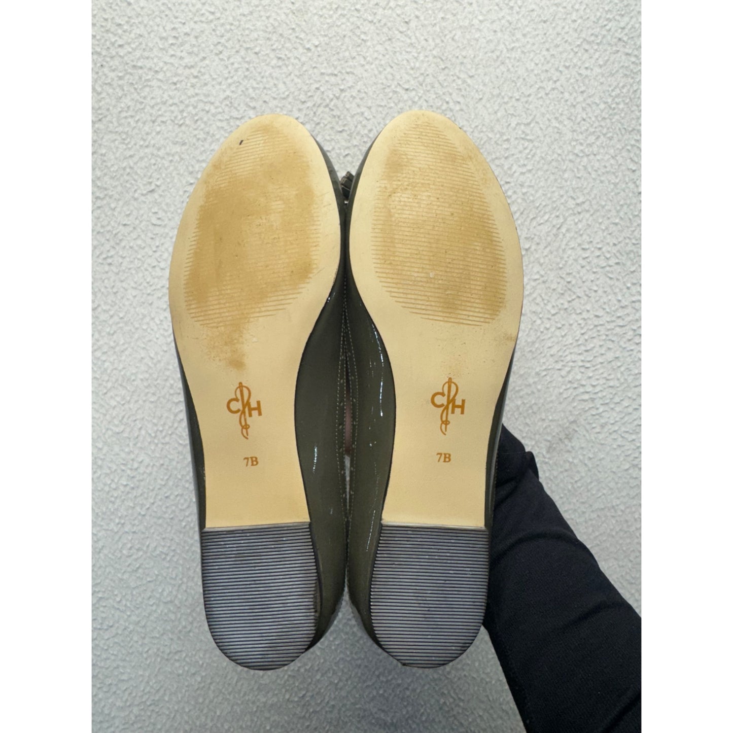 Cole Haan Gray & Olive Suede Patent Leather Ballet Flats Size 7B #9466