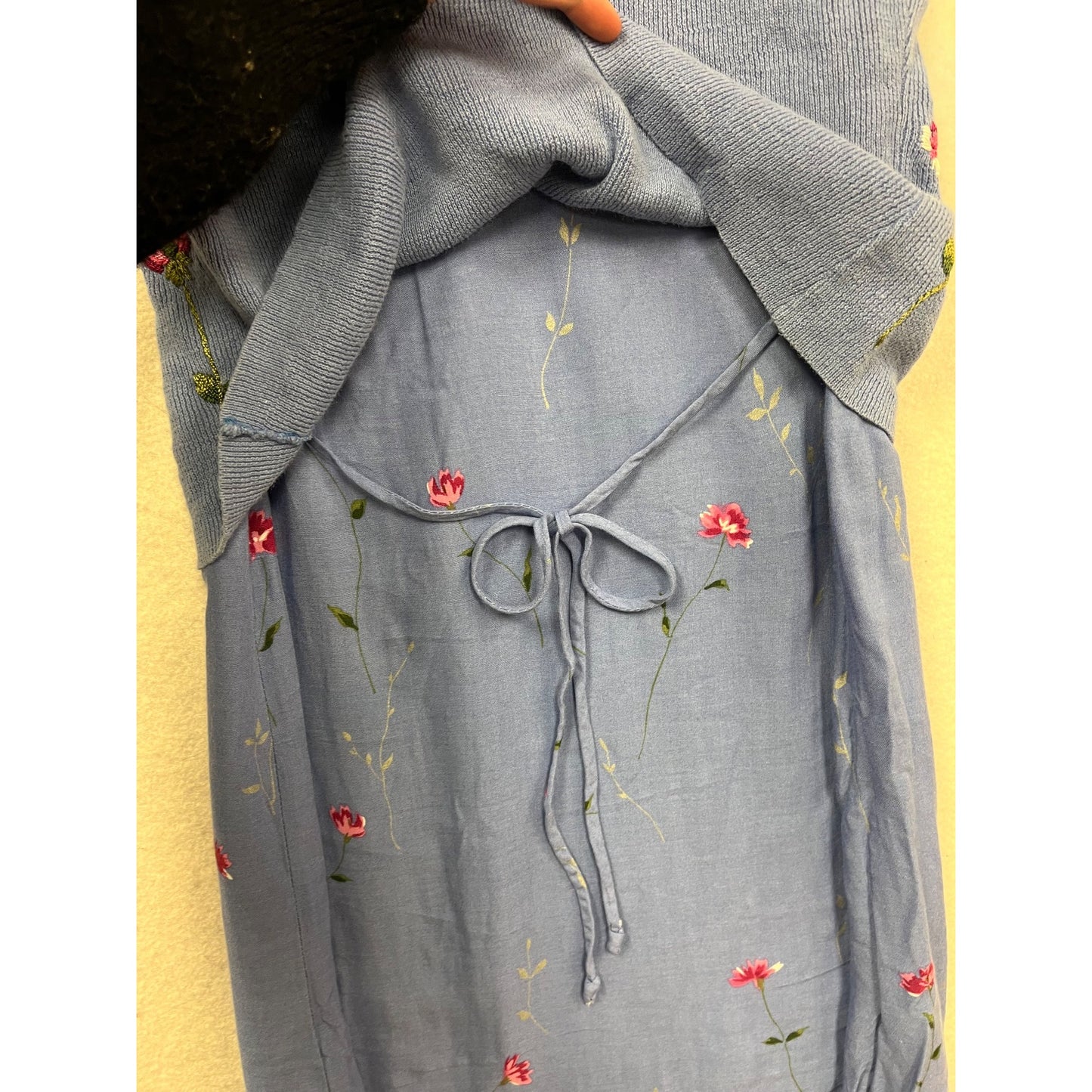 Womens S Purple Embroidered Dress & Cardigan Set With Floral Design #964A