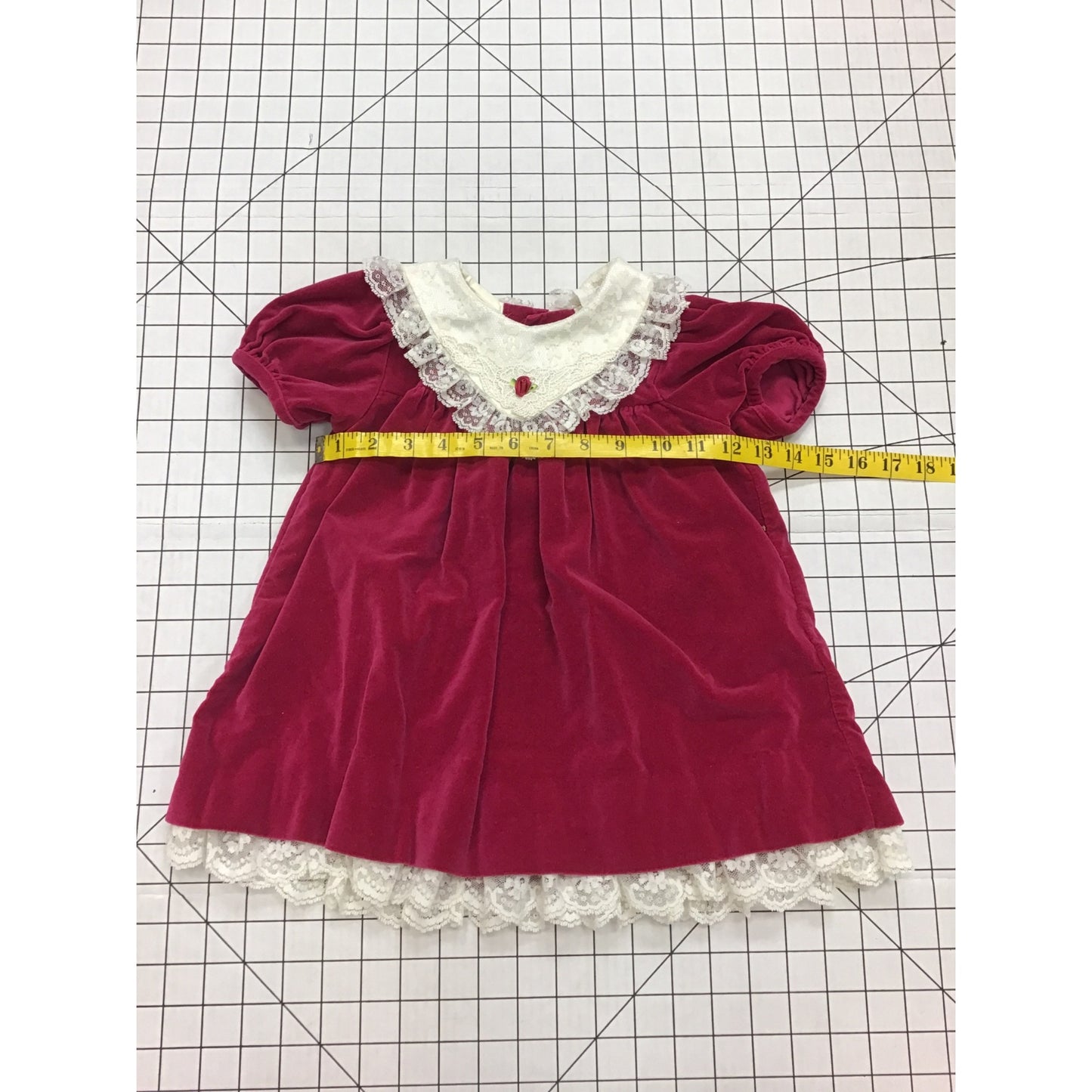 Vintage Baby Girl Velvet & Lace Dress