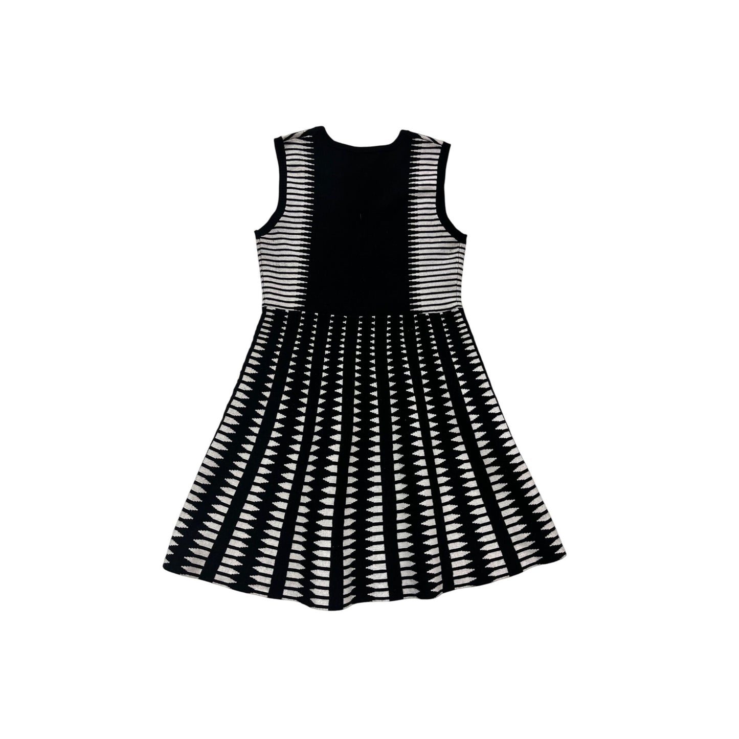 Esley Black & White Sleeveless A-Line Dress With Geometric Pattern #403A