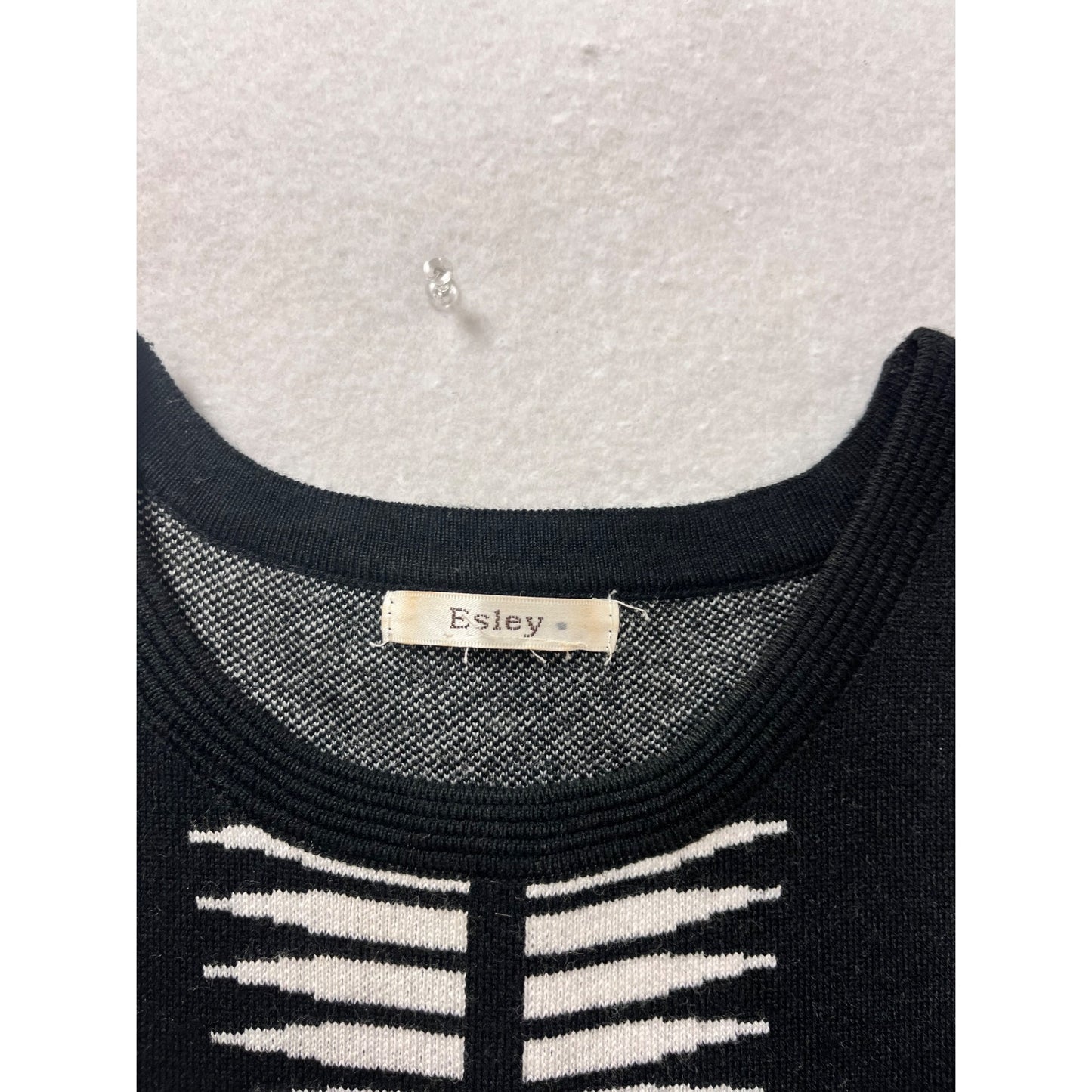 Esley Black & White Sleeveless A-Line Dress With Geometric Pattern #403A