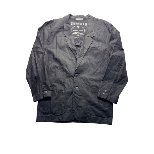Colorworks & Co. Black Blazer L Linen Blend Two-Button #9076