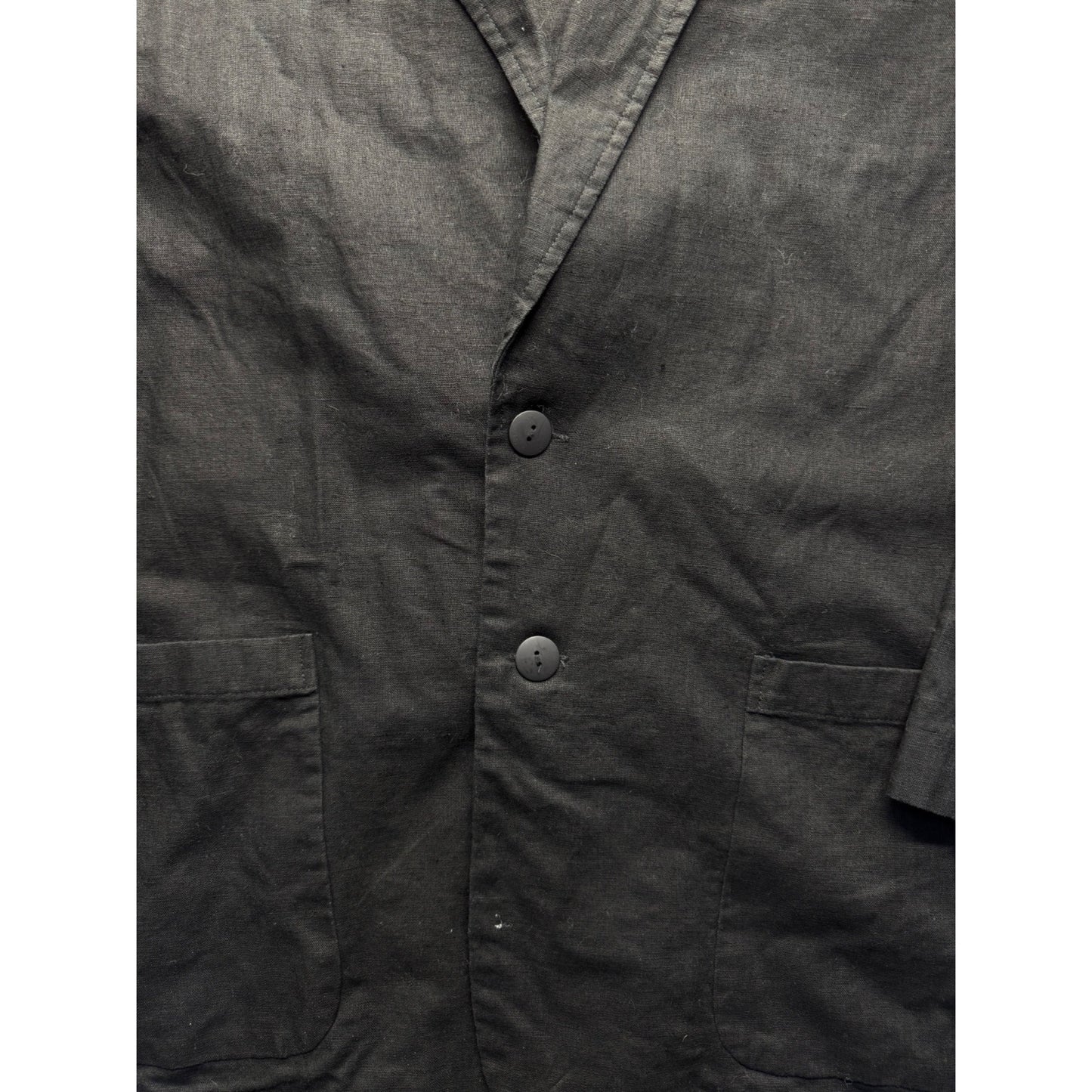 Colorworks & Co. Black Blazer L Linen Blend Two-Button #9076