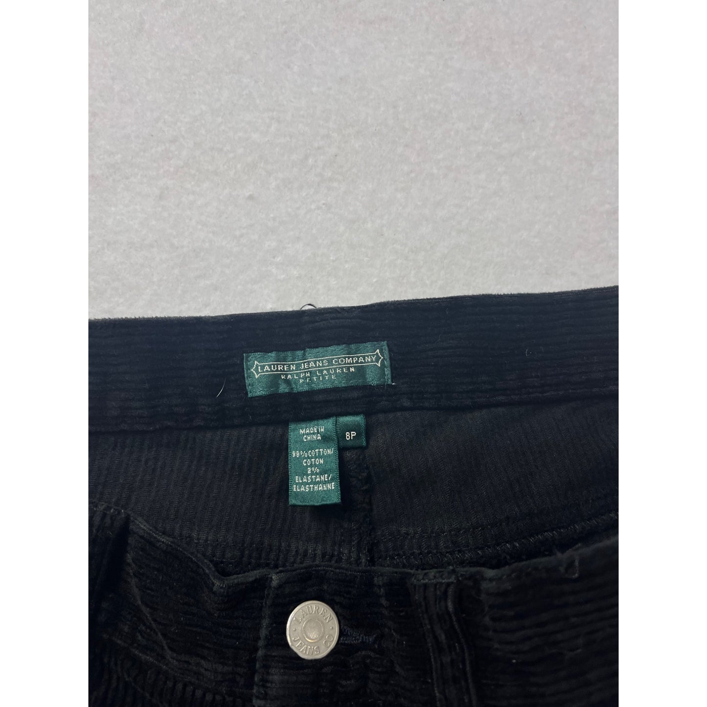 Lauren Jeans Company Black Corduroy Flare Pants Size 8P #303A