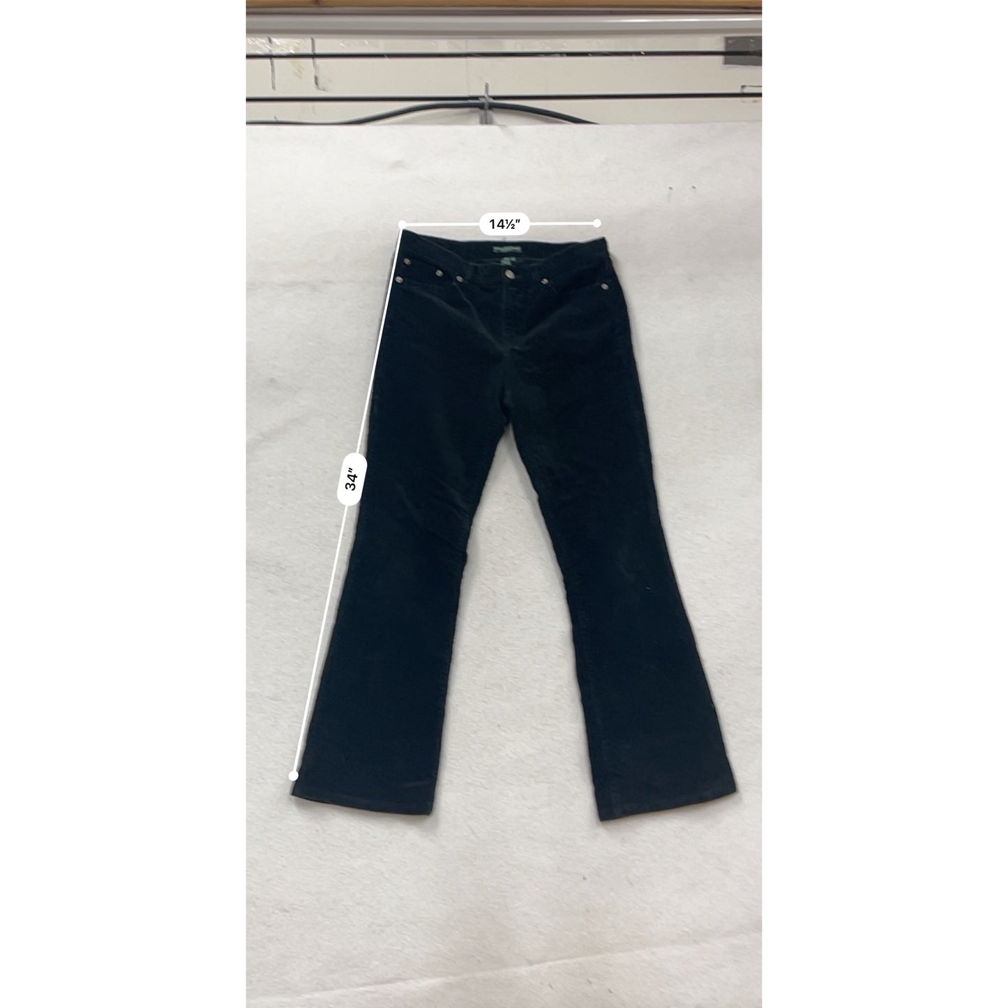 Lauren Jeans Company Black Corduroy Flare Pants Size 8P #303A