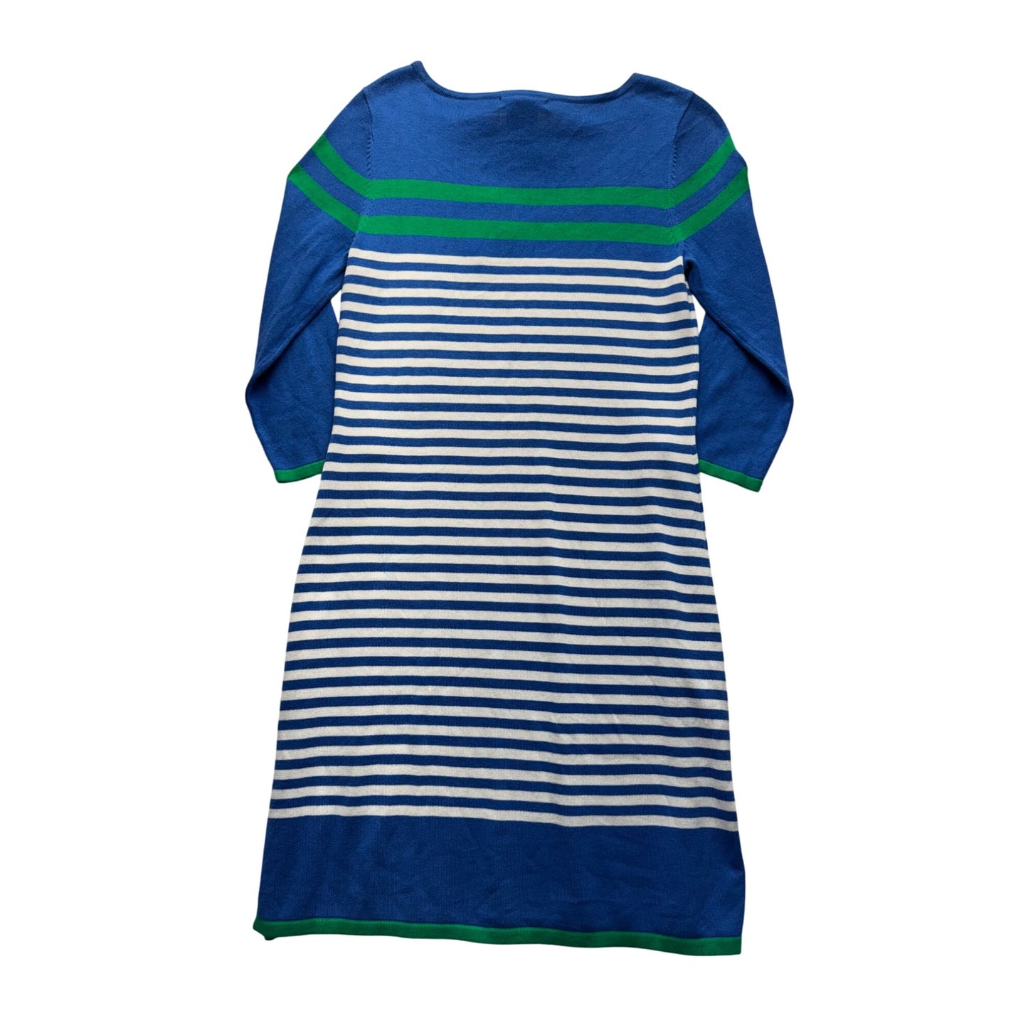 Design History Blue White/Green Striped 3/4 Sleeve Dress S #9158