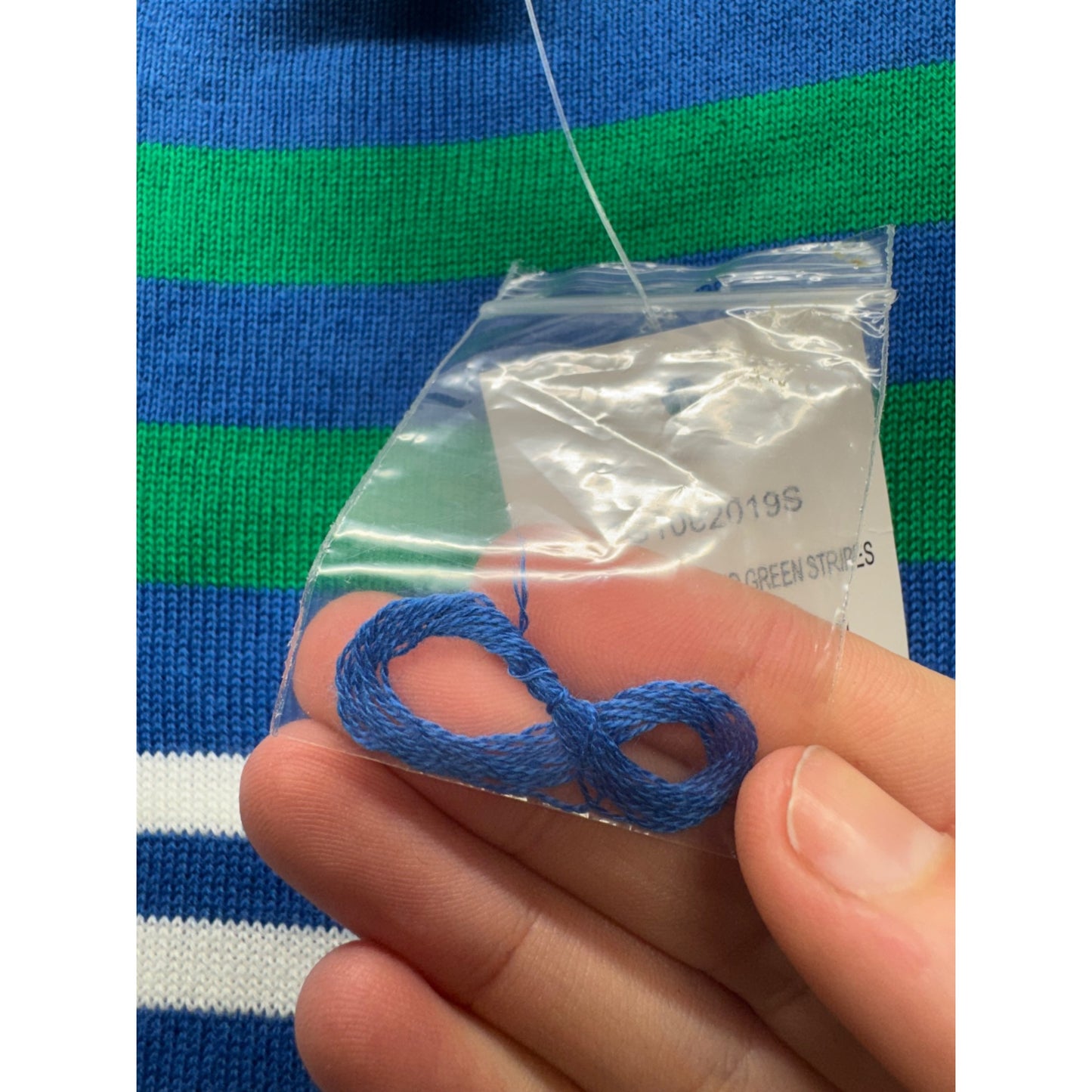 Design History Blue White/Green Striped 3/4 Sleeve Dress S #9158