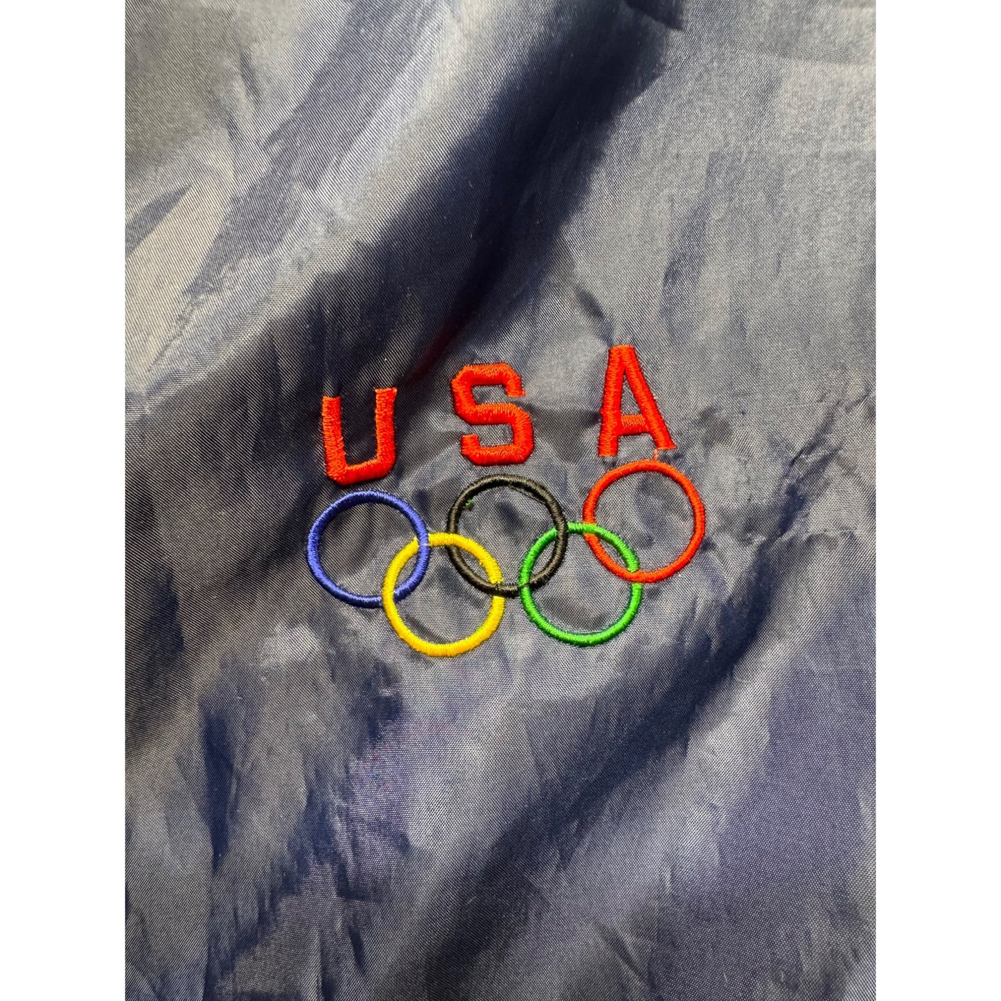 Vintage USA Olympics Navy Blue Windbreaker XXL Polyester Zip-Up Jacket #9356