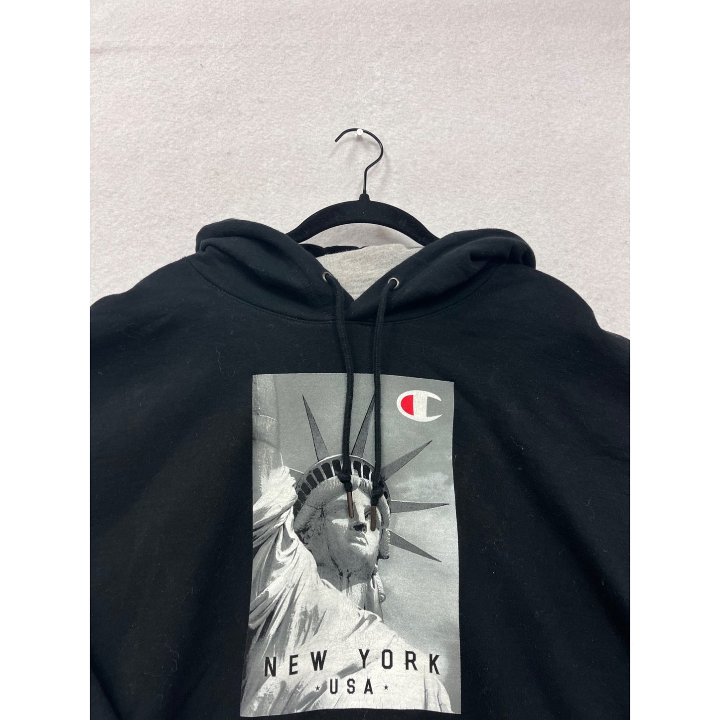 Champion Mens 2XL Black Hoodie With New York Statue Of Liberty Graphic #80A
