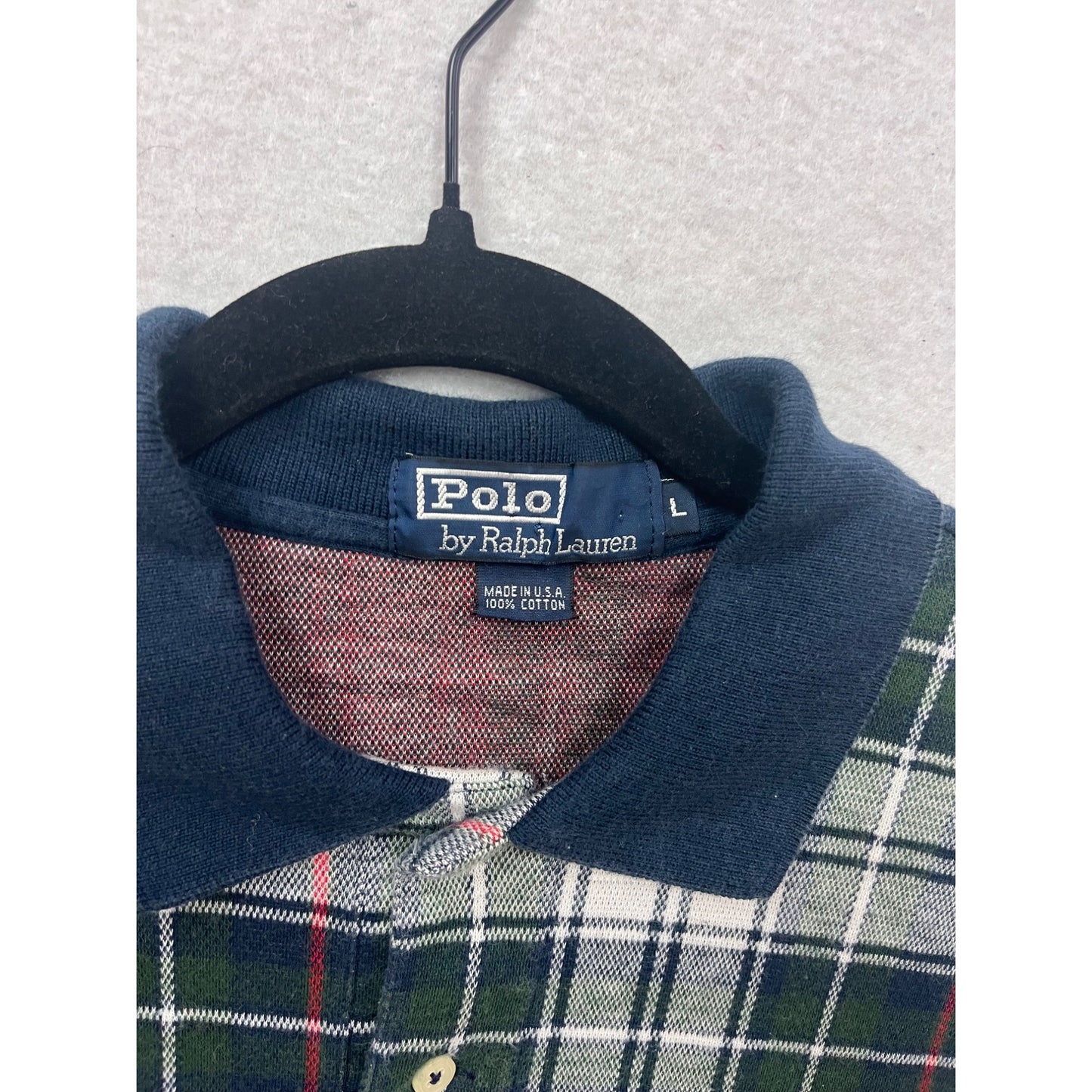 Polo Ralph Lauren  Plaid Polo Shirt L #296A