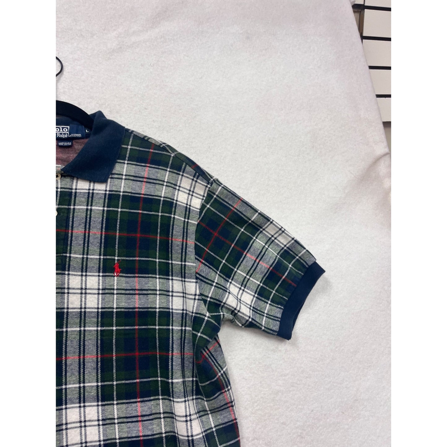 Polo Ralph Lauren  Plaid Polo Shirt L #296A