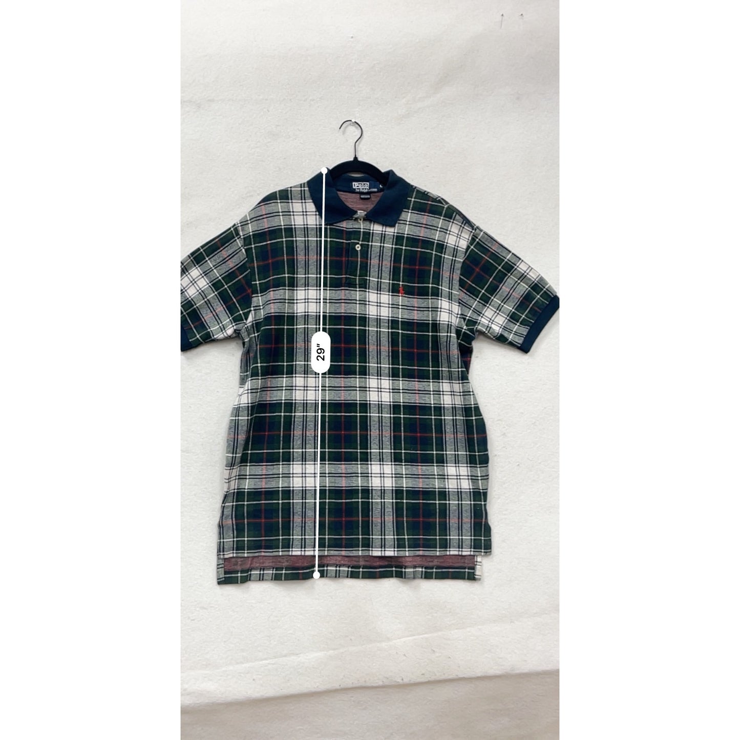 Polo Ralph Lauren  Plaid Polo Shirt L #296A