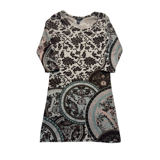 Papillon 3/4 Sleeve Printed A-Line Dress S #9141
