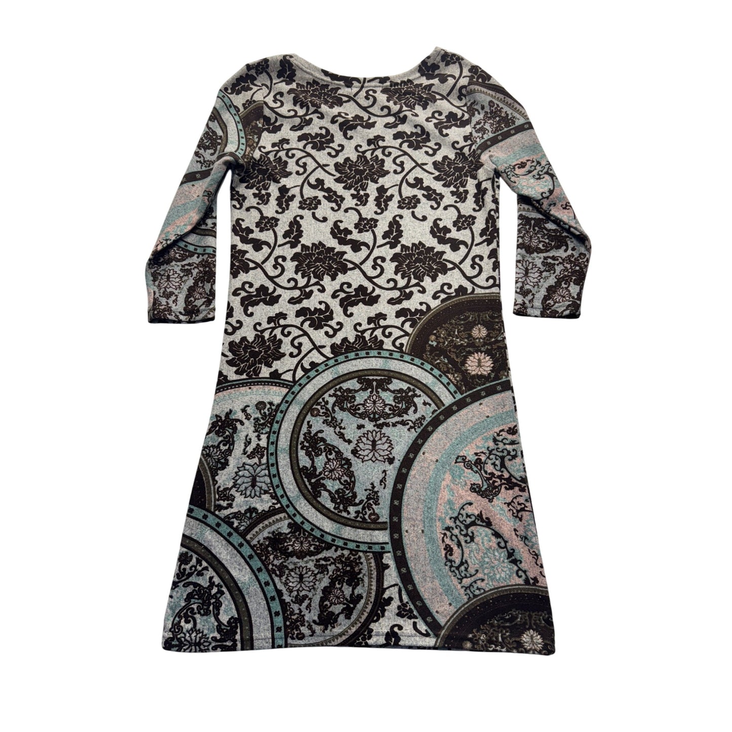 Papillon 3/4 Sleeve Printed A-Line Dress S #9141