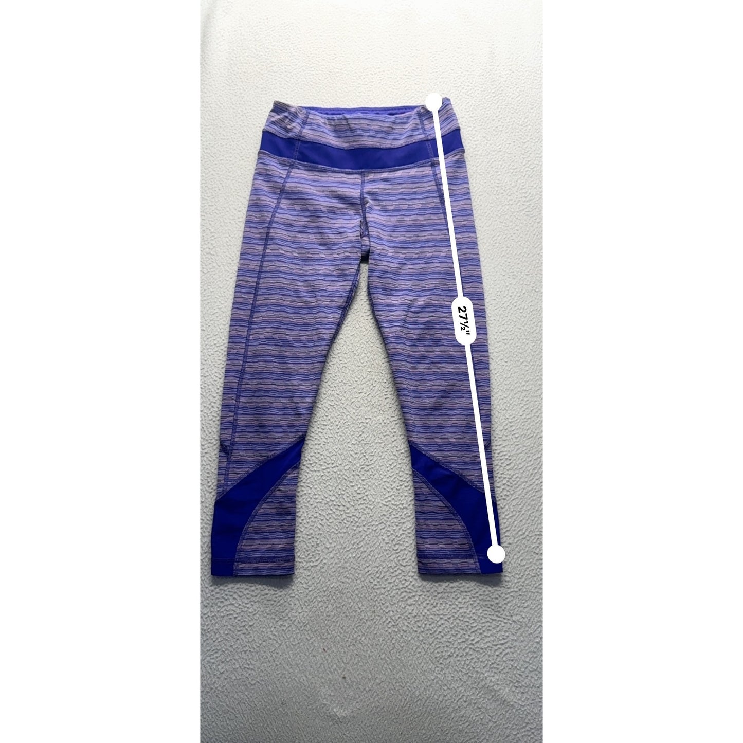 90 Degree By Reflex XS Purple Striped High-Waist Capri with 27.5” Inseam #9923