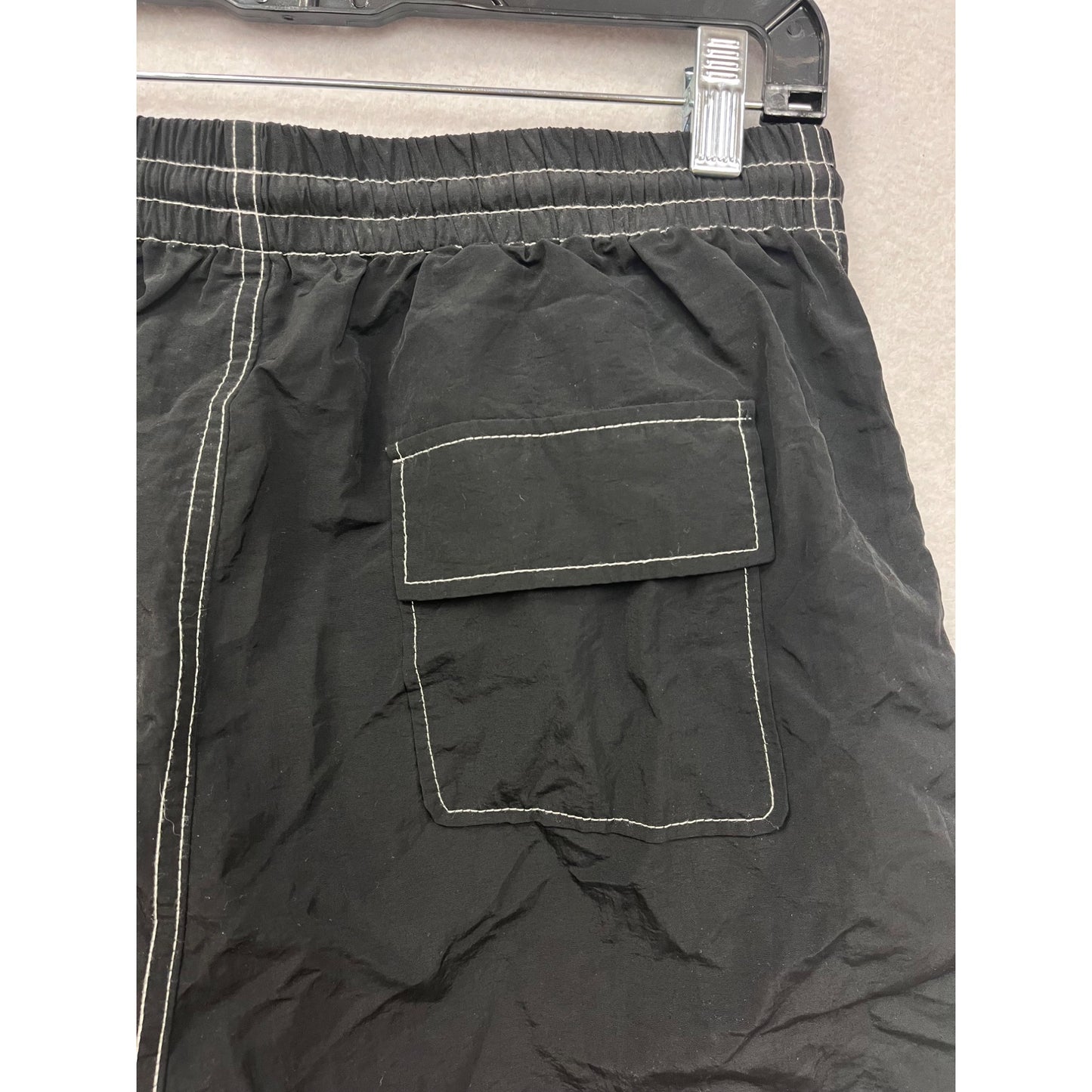 Mens Beige Bounty Black Nylon Shorts With Pockets & Drawstring #6310