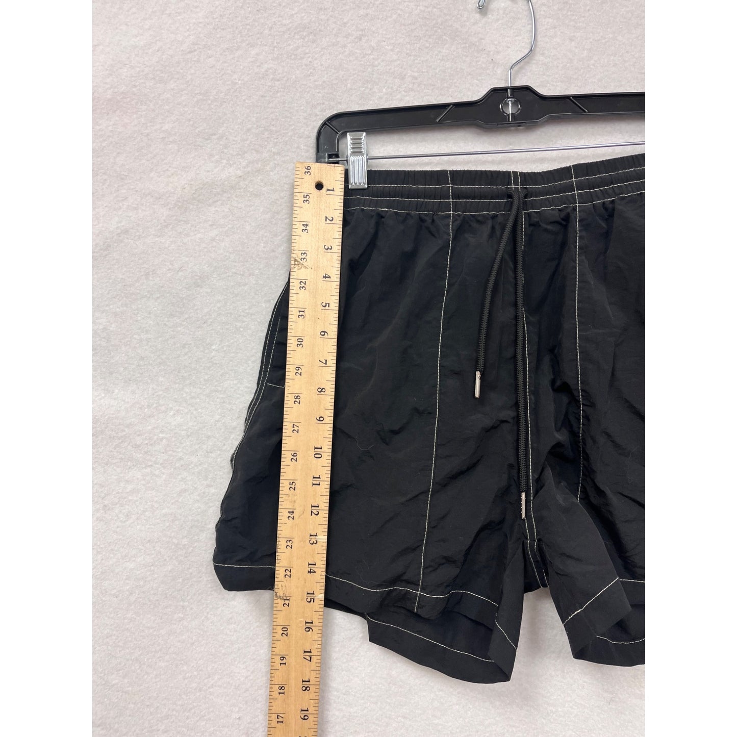 Mens Beige Bounty Black Nylon Shorts With Pockets & Drawstring #6310