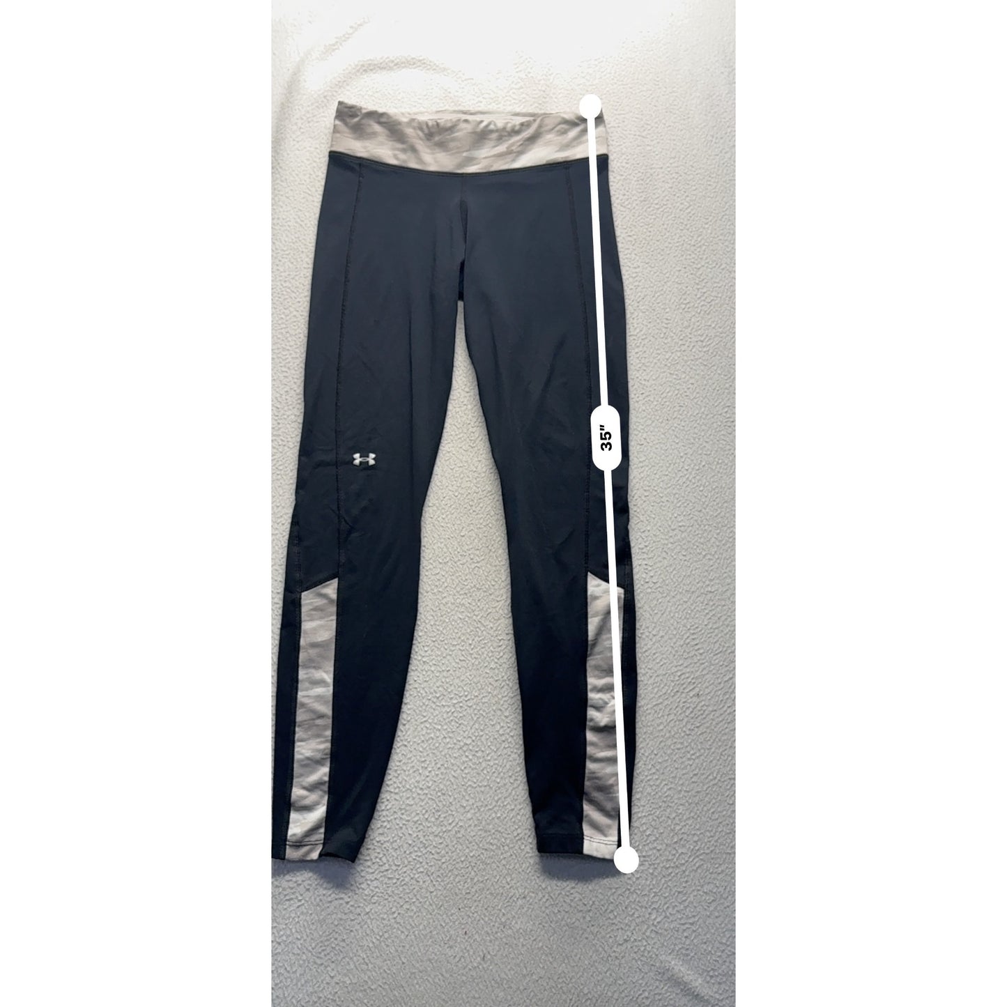 Under Armour Black Leggings With Camo Waistband & Reflective Panels Size S #9914