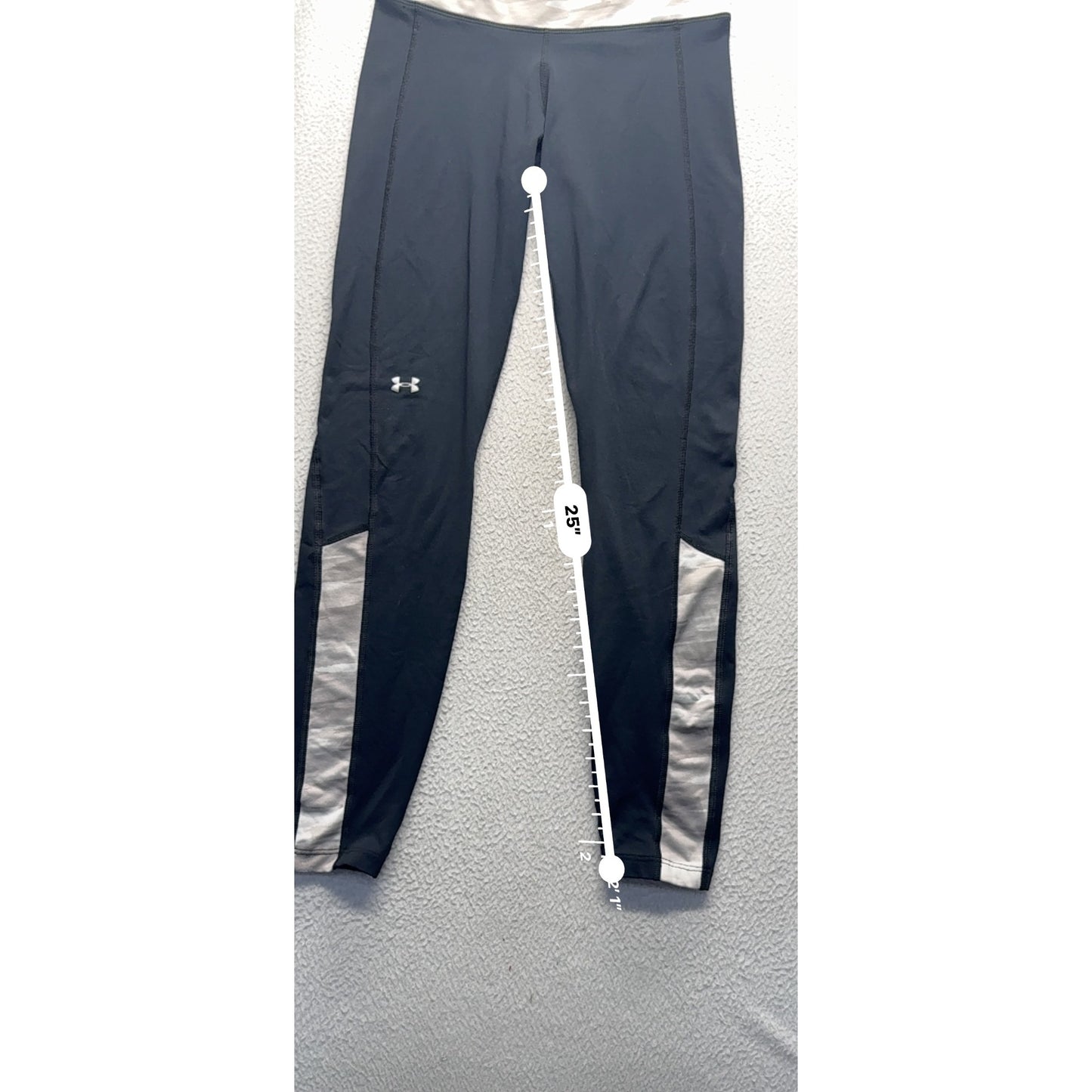 Under Armour Black Leggings With Camo Waistband & Reflective Panels Size S #9914