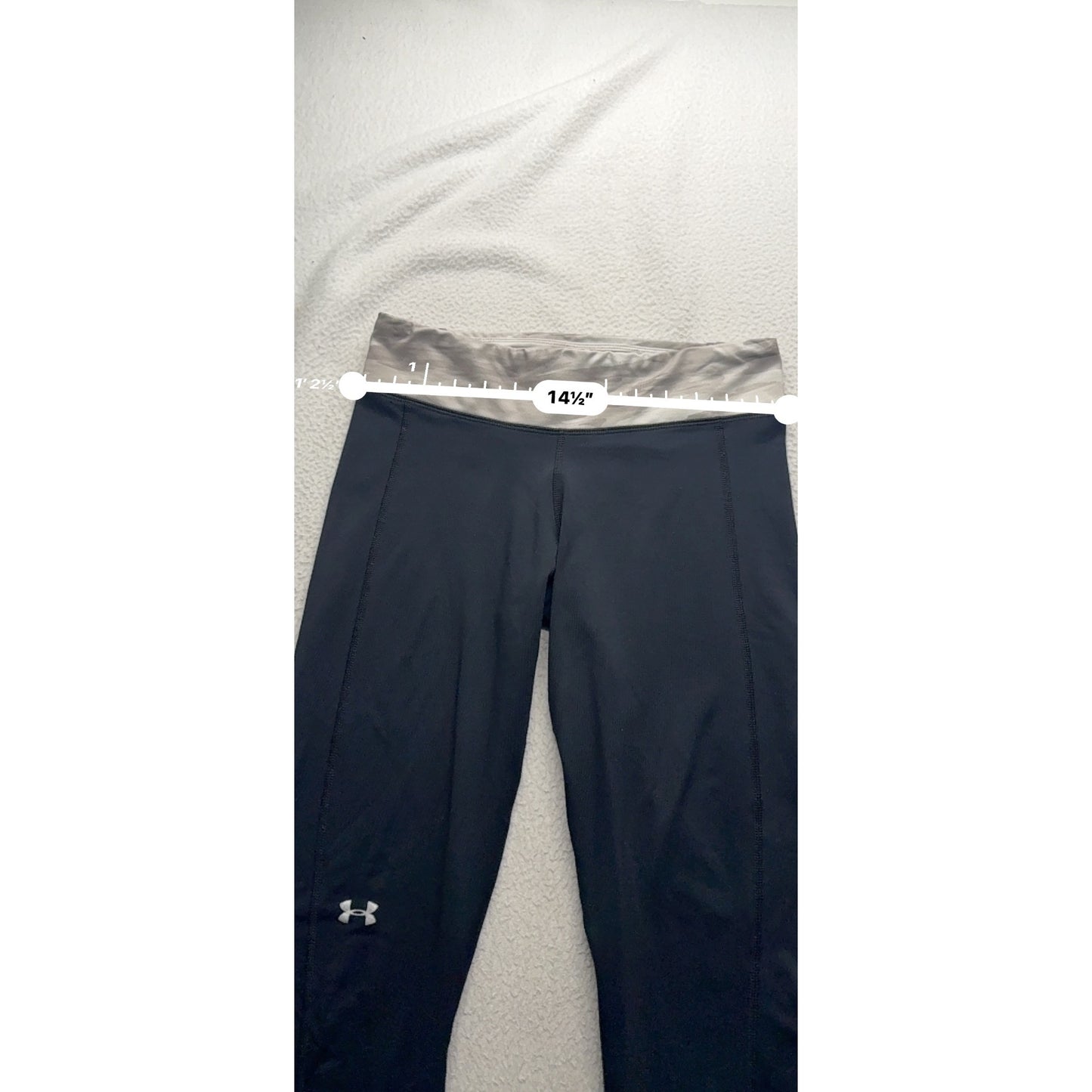 Under Armour Black Leggings With Camo Waistband & Reflective Panels Size S #9914