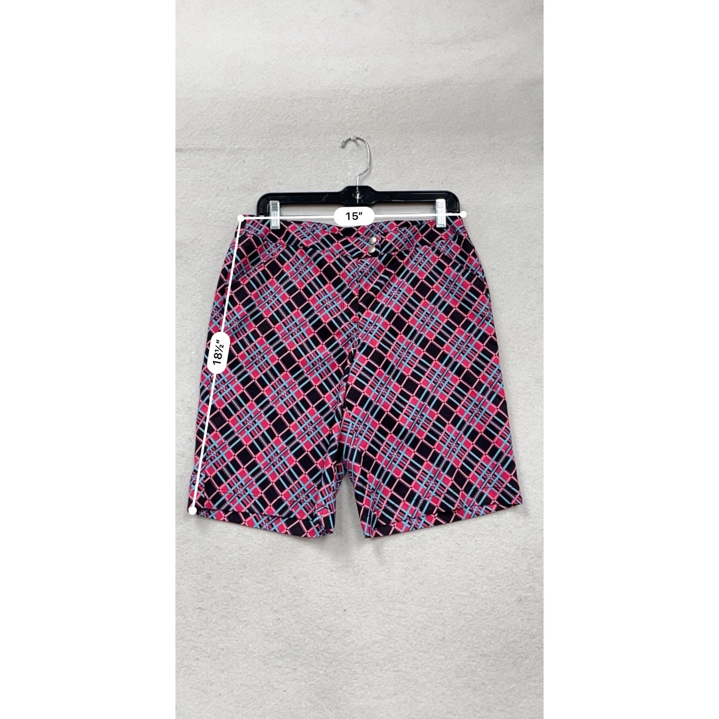 PGA Tour Plaid Golf Shorts Size 6-8 #165A