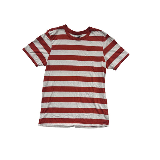 Rusty Mens Striped T-Shirt Red & White M #671A