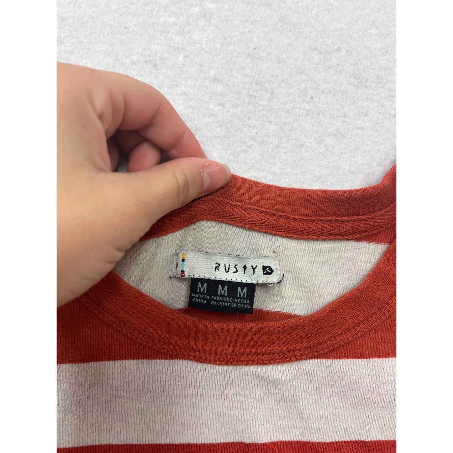 Rusty Mens Striped T-Shirt Red & White M #671A