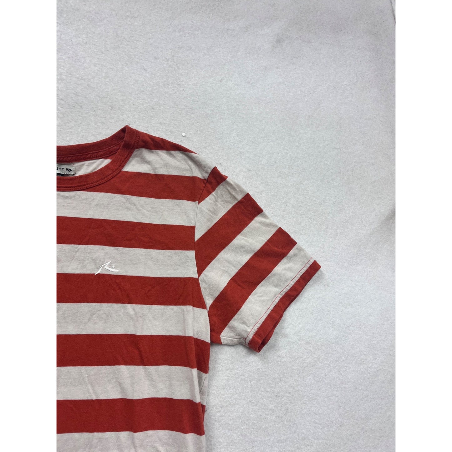 Rusty Mens Striped T-Shirt Red & White M #671A