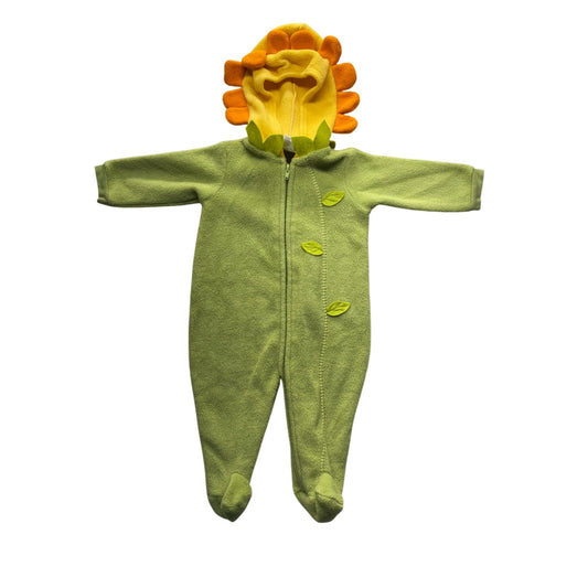 Little Me Baby Fleece Green Sunflower Costume Coverall With Hood 9 Months  #7061