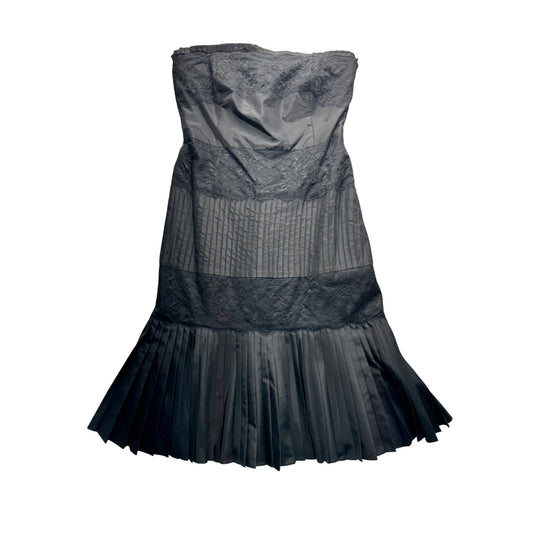 Banana Republic Strapless silk Black Pleated Lace Cocktail Dress Size 10 #286B