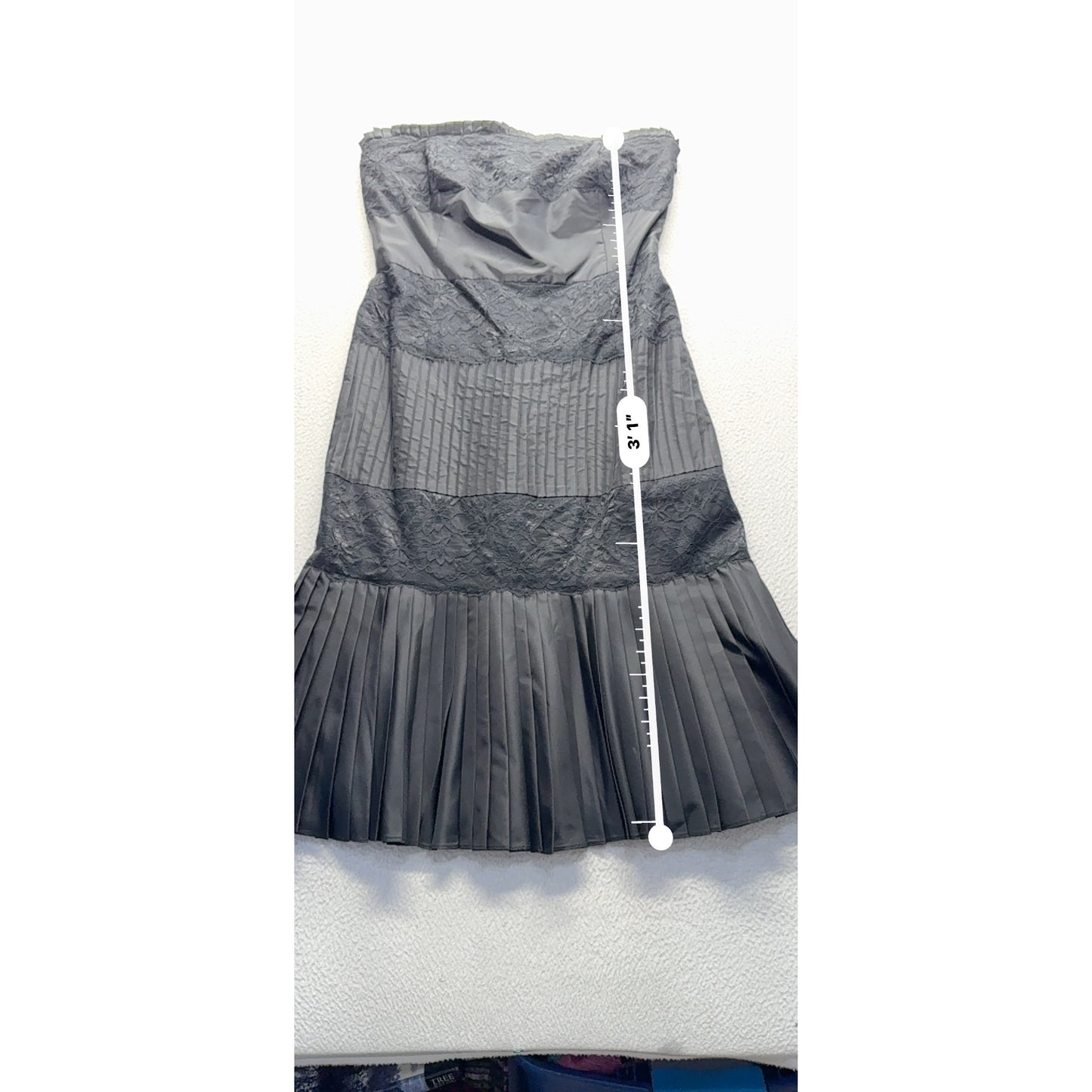 Banana Republic Strapless silk Black Pleated Lace Cocktail Dress Size 10 #286B